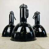 Large black enamelled factory lamp by elektrovit