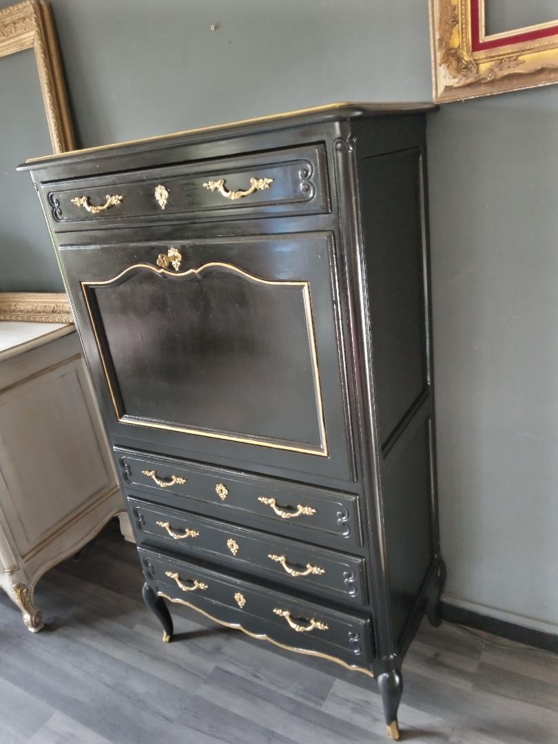 Black and gilded Louis XV style writing desk