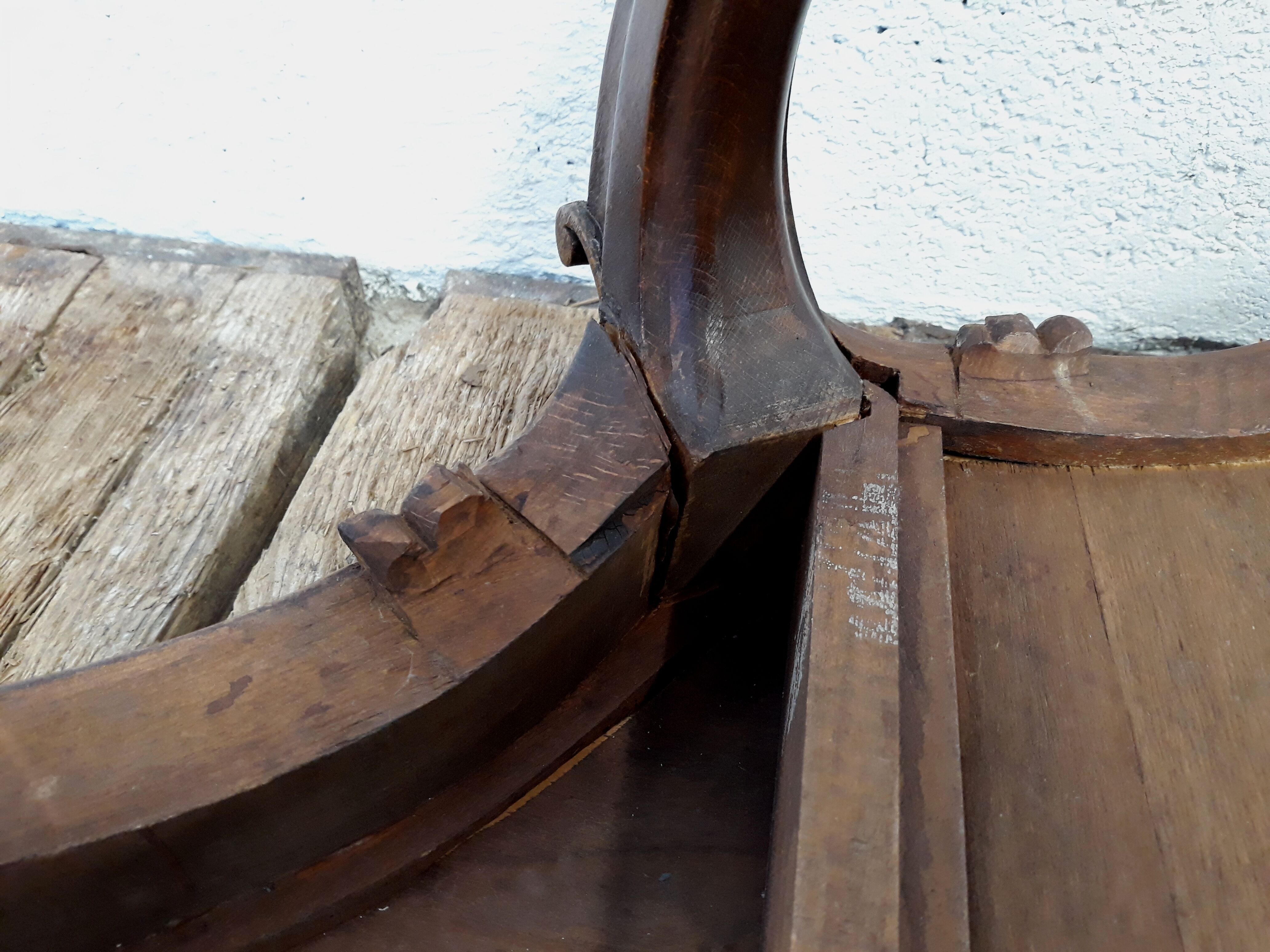 Console table wood and green marble from Aosta