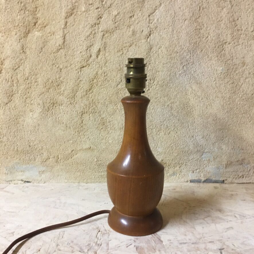 Turned wooden bedside lamp foot