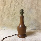 Turned wooden bedside lamp foot