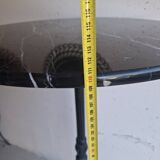 Antique bistro pedestal table in cast iron and veined black marble