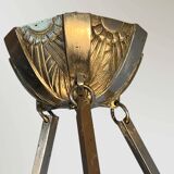 Art Deco enamelled glass basin pendant light by Loys Lucha