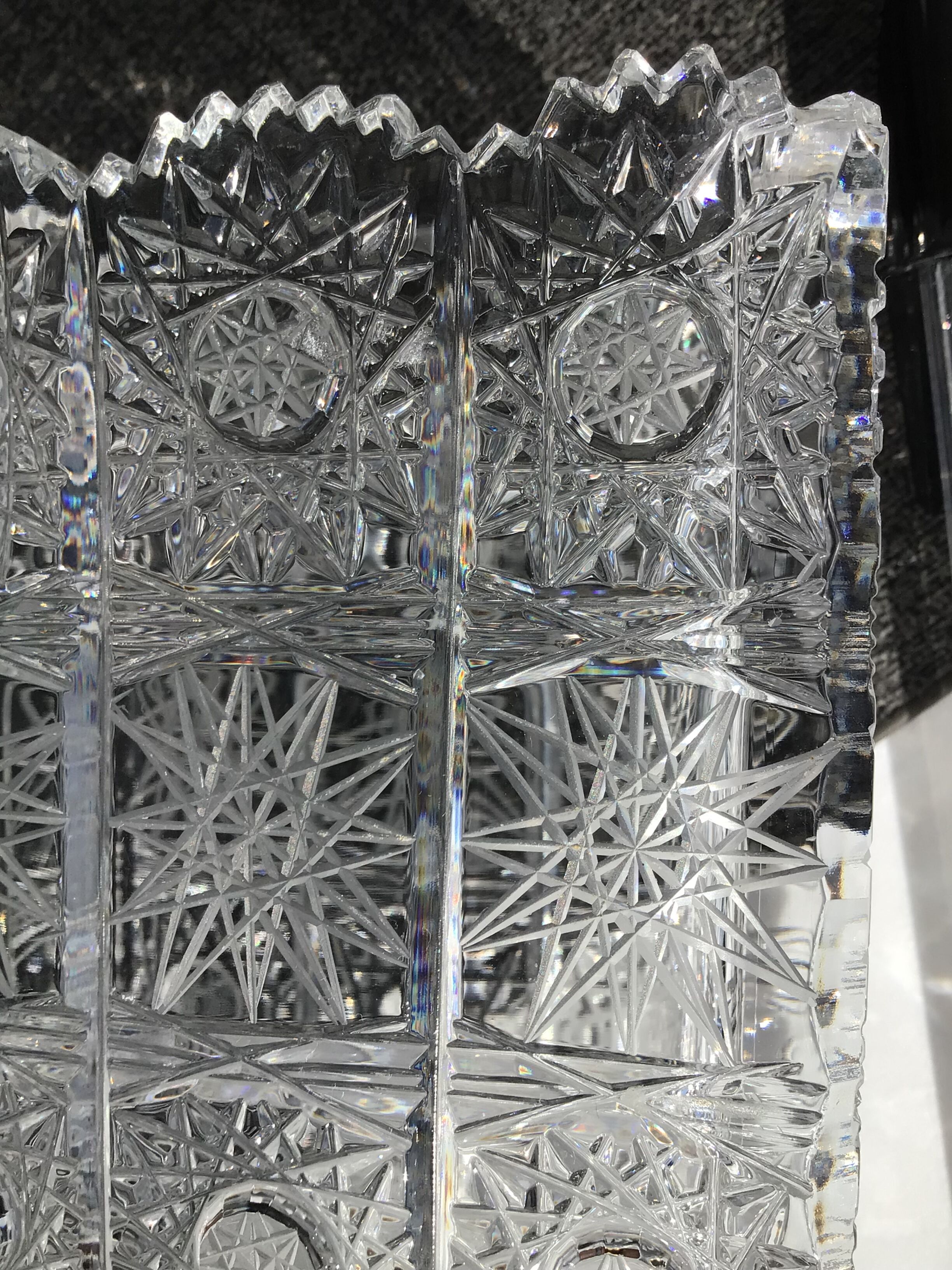 Rectangular cut Saint Louis crystal vase