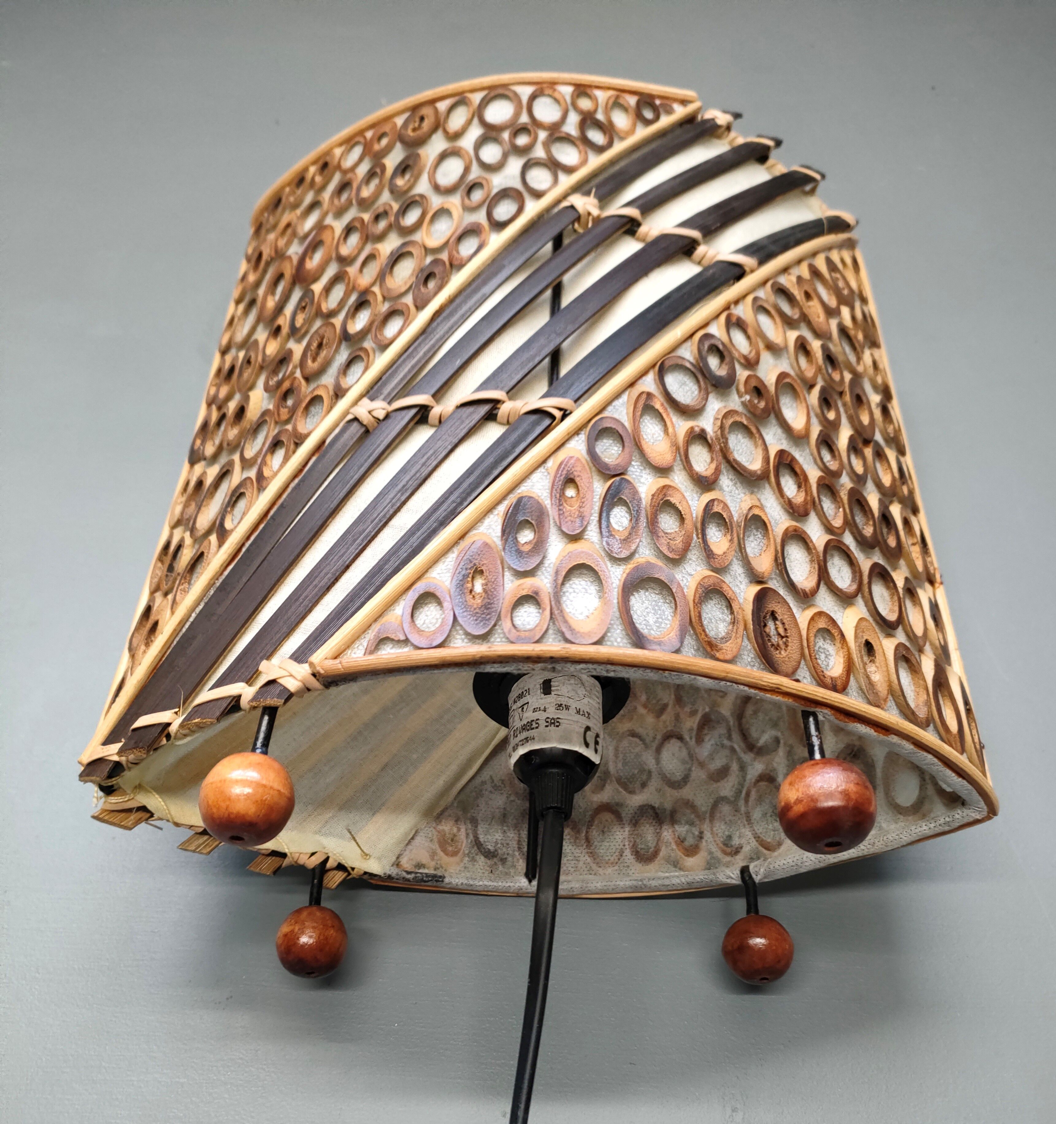Lamp in rattan wicker and wood late XIXth