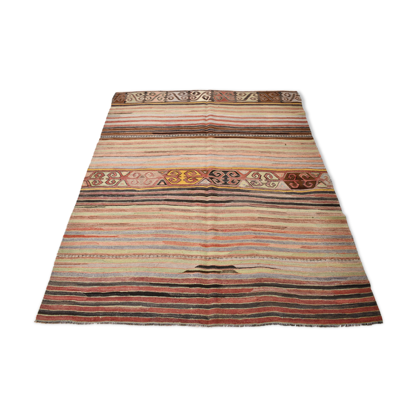 Wool on cotton kilim rug 202x166cm