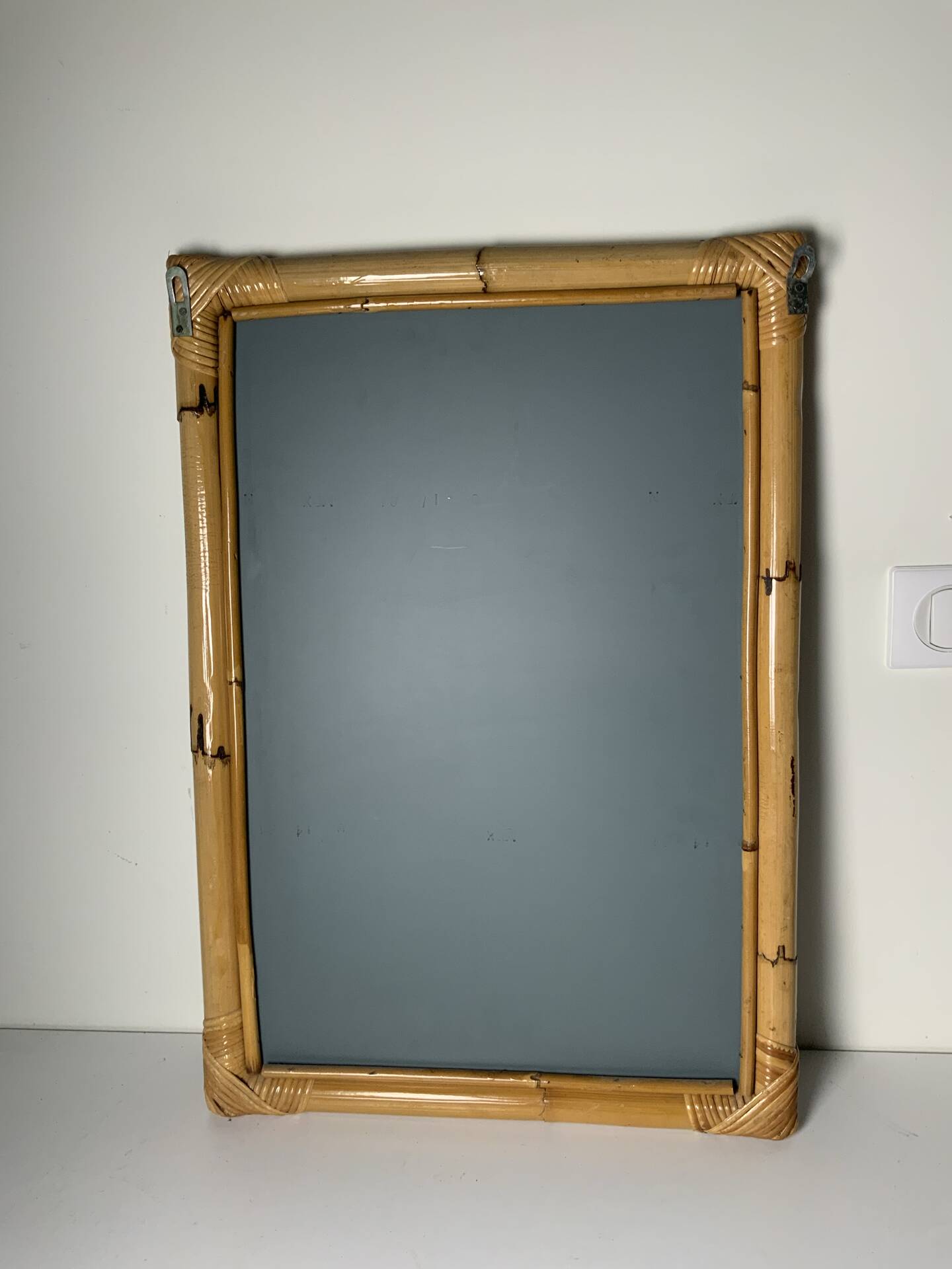 Miroir en rotin vintage
