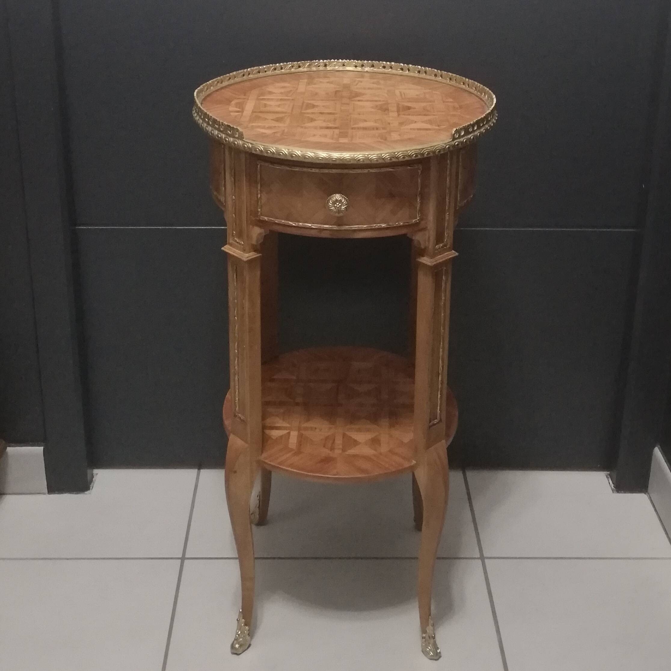 Louis XV style marquetry pedestal table or coffee table