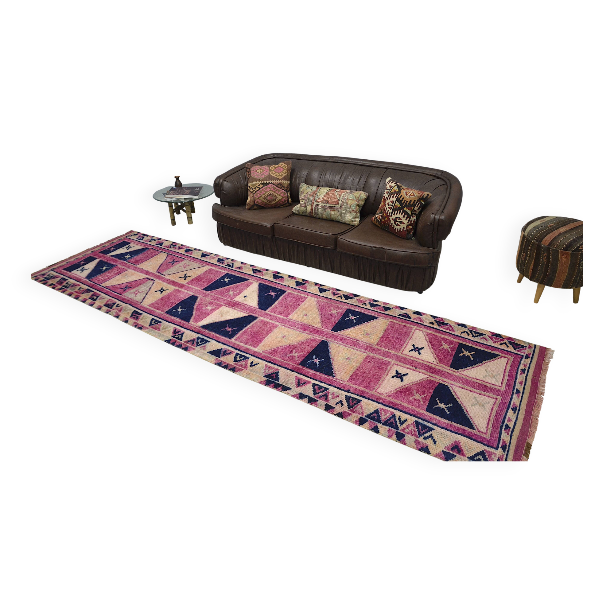 Pink & Dark Blue Anatolian Runner sku 2269.