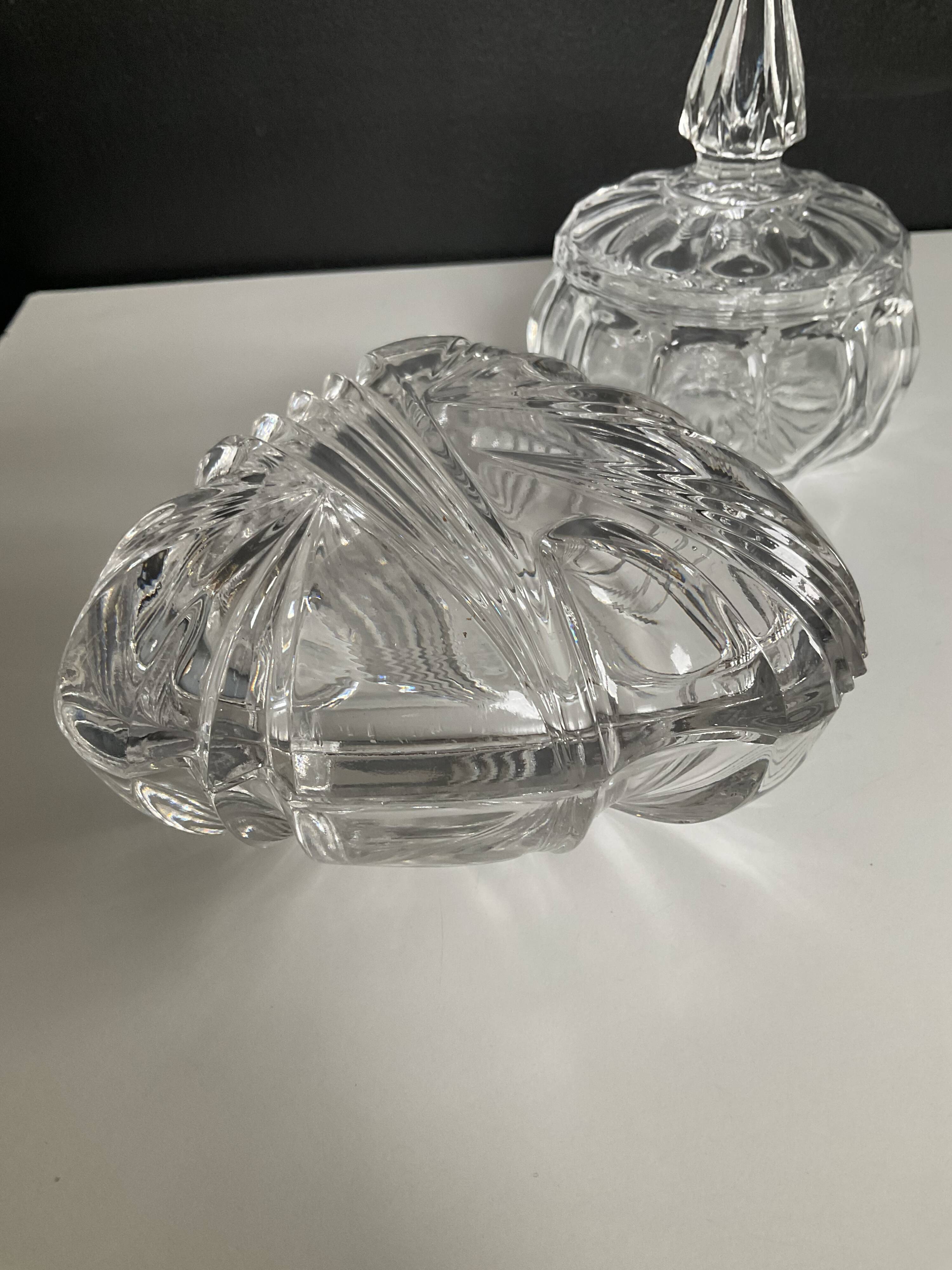 Duo of vintage crystal and glass sweet jars