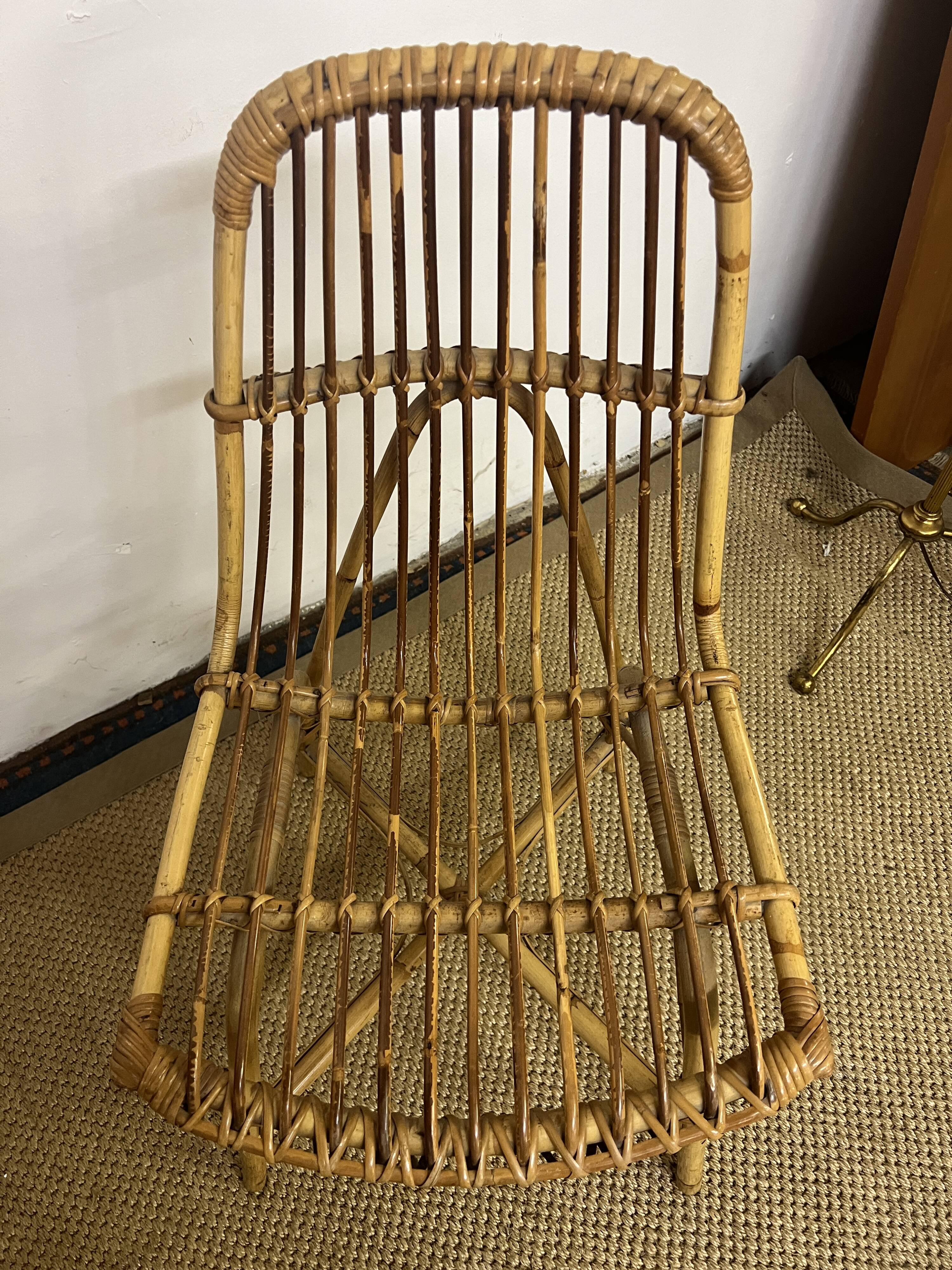 Paire de chaises en rotin & bambou