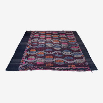 Tapis kilim turc vintage 187x153 cm laine kelim carré