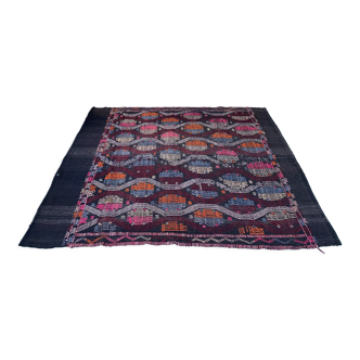 Tapis kilim turc vintage 187x153 cm laine kelim carré