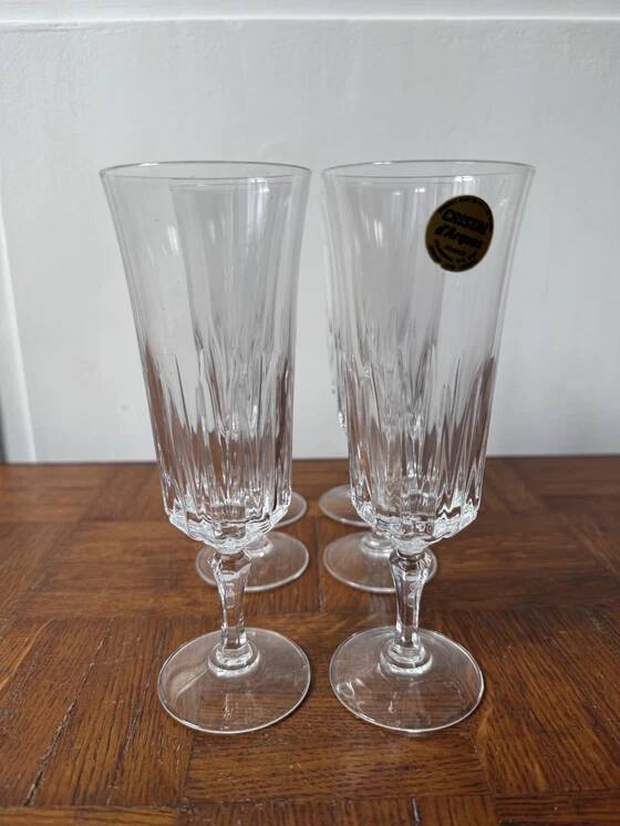 6 flûtes à champagne Cristal d'Arques