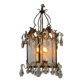 Louis XV style lantern in bronze with drop-shaped pendants, around 1900.