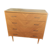 Commode meuble buffet bois clair 4 tiroirs scandinave vintage