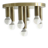 Mid-century ceiling light, brushed brass by Solken Leuchten, 7 lamps.