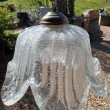 Vintage frosted blown glass pendant light