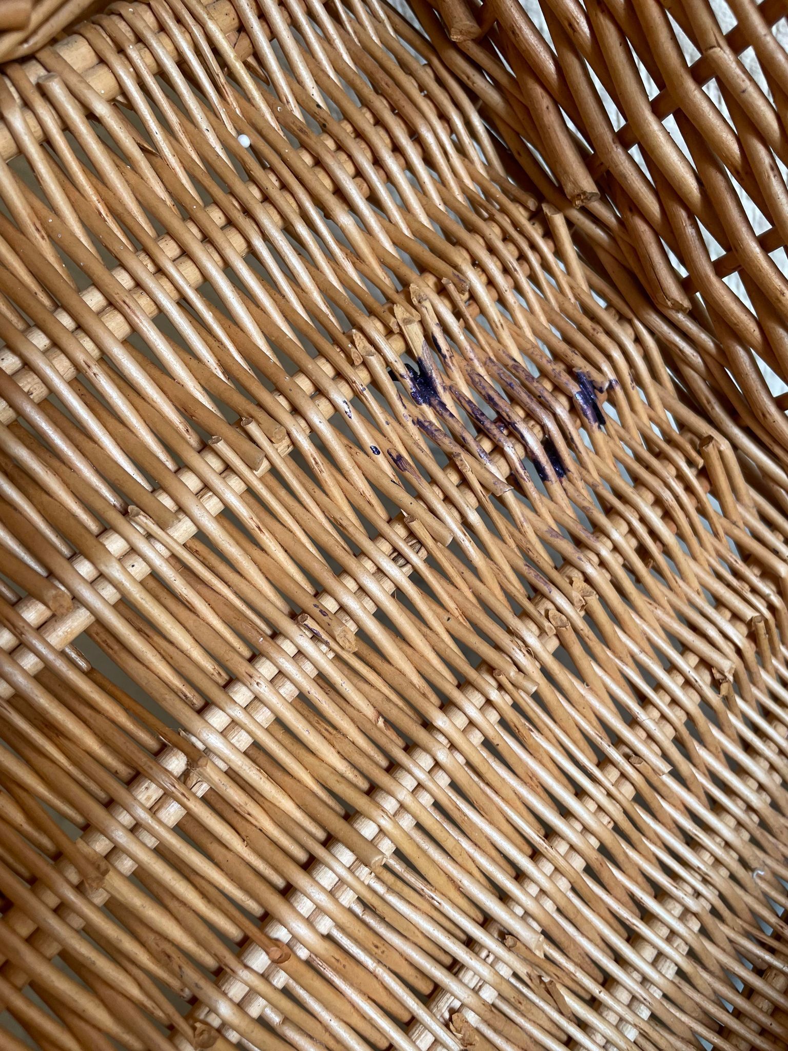 Wicker suitcase imitation leather