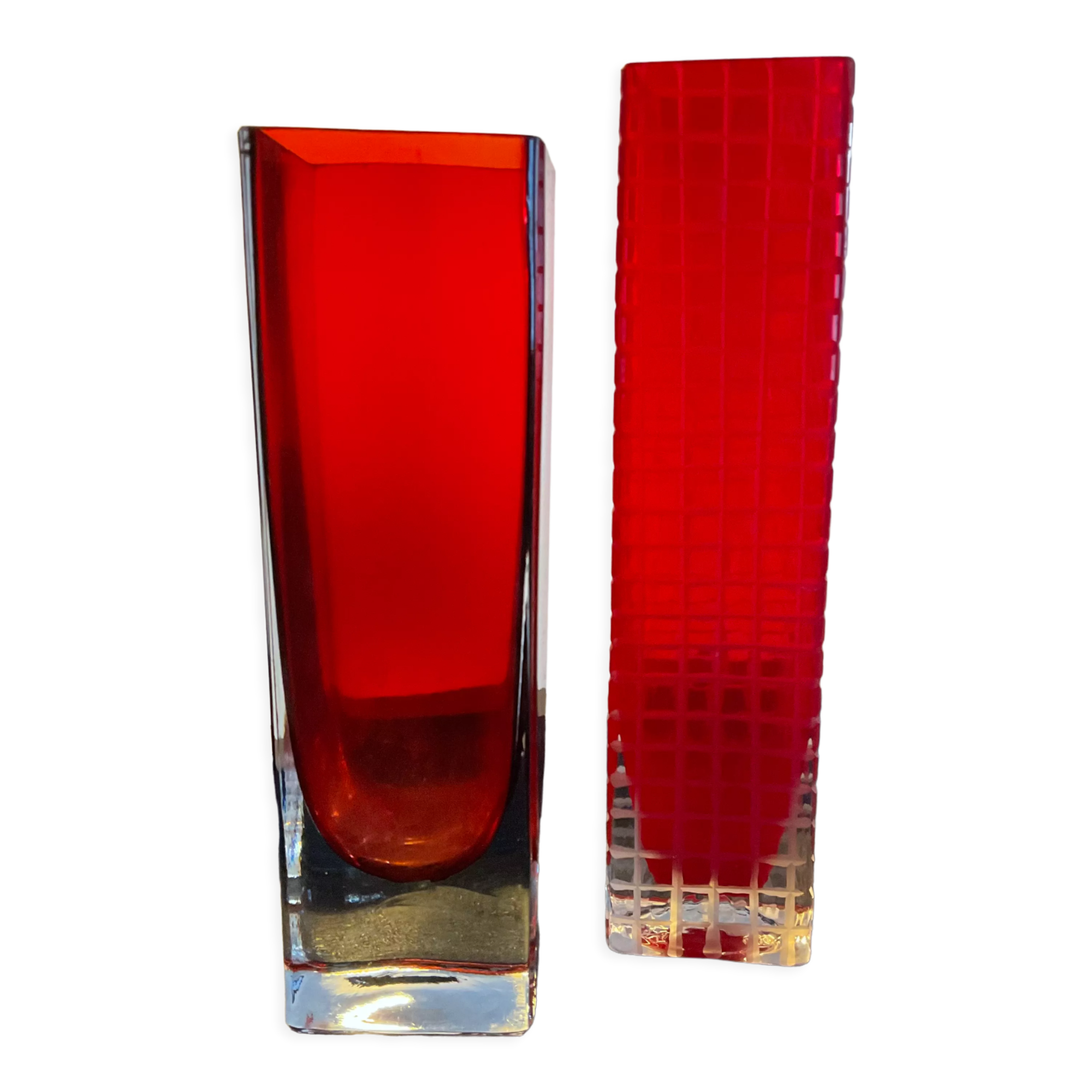 Duo of vintage vases in glass paste 70s-80s