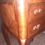 Pair of transitional bedside tables in veneered wood