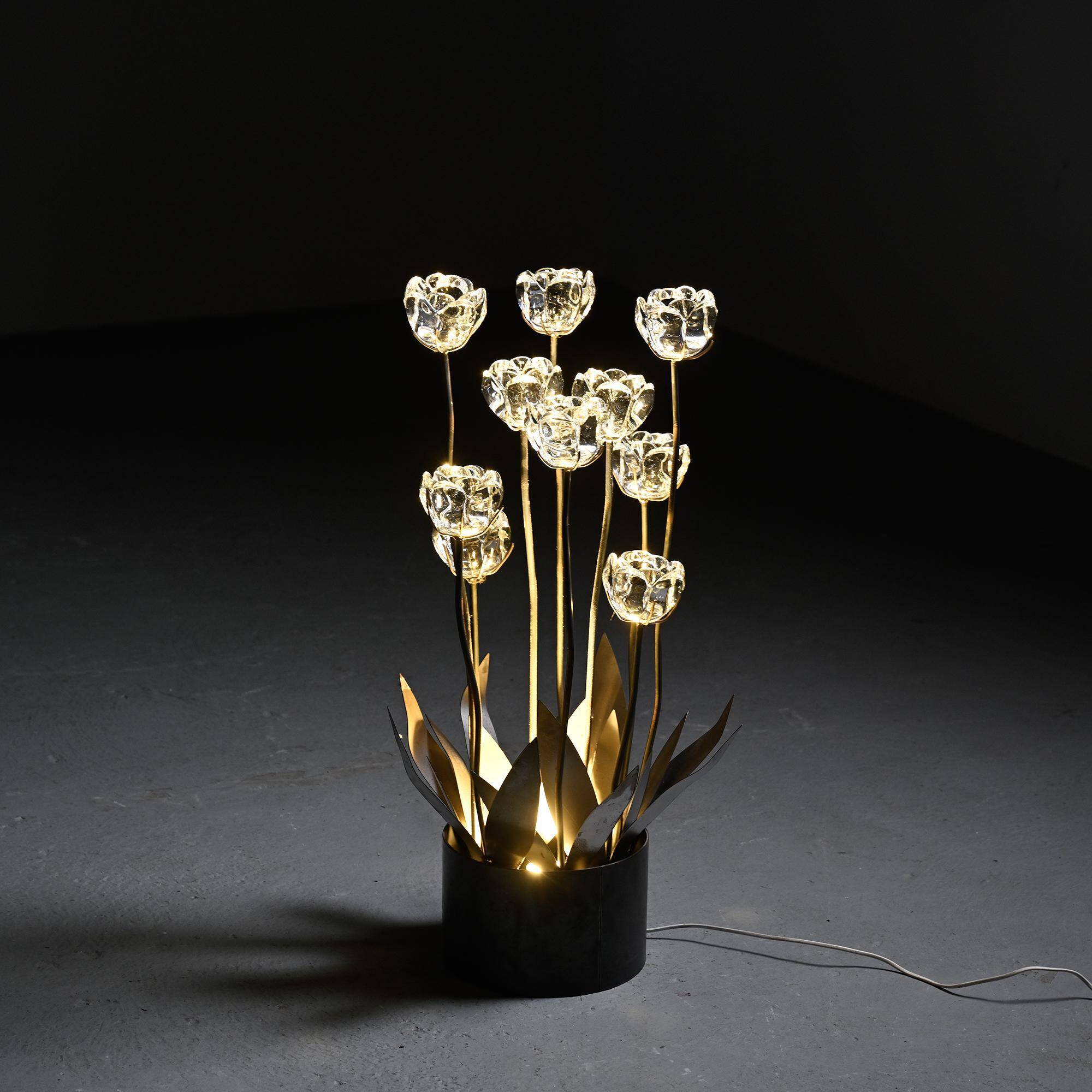Sculptural floral lamp by Royal Copenhagen, Denmark, circa 1960.