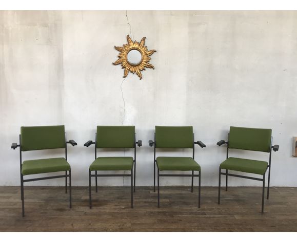 Series of 4 armchairs - modern - vintage - feet metal - 1960