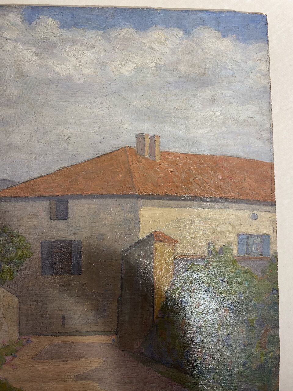 Painting landscape stamp of the artist's studio circa 1940