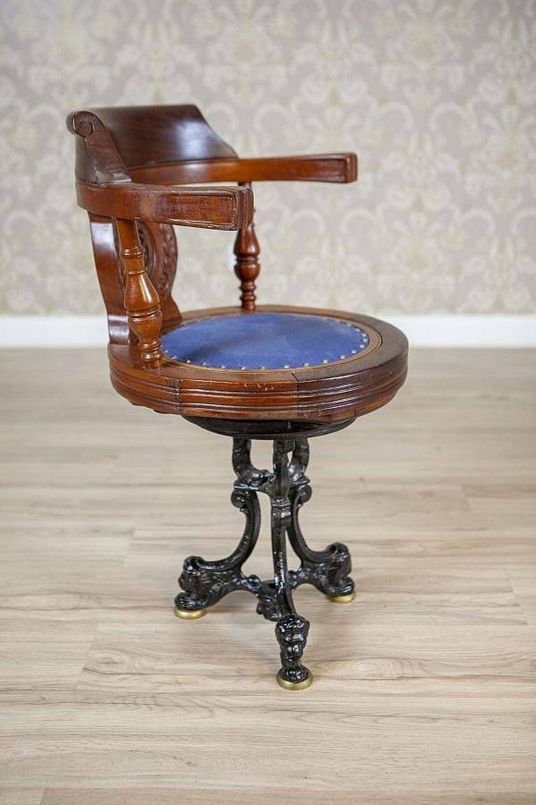 Early-20th Century Wooden Captain Armchair with Soft Seat, 1930s
