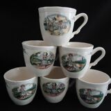 Six sarreguemines cups and saucers, obernai model