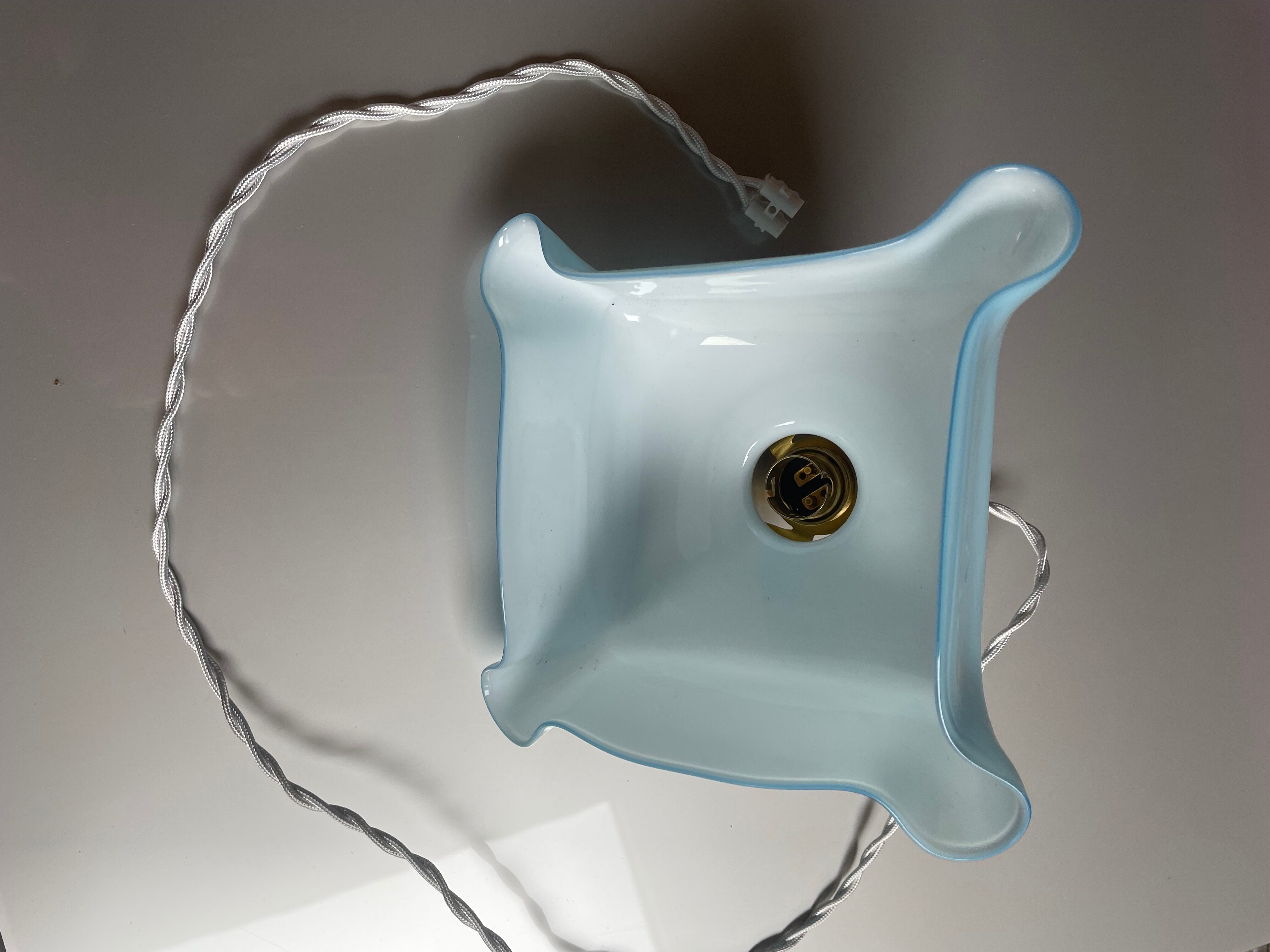 Vintage opaline blue pendant lamp