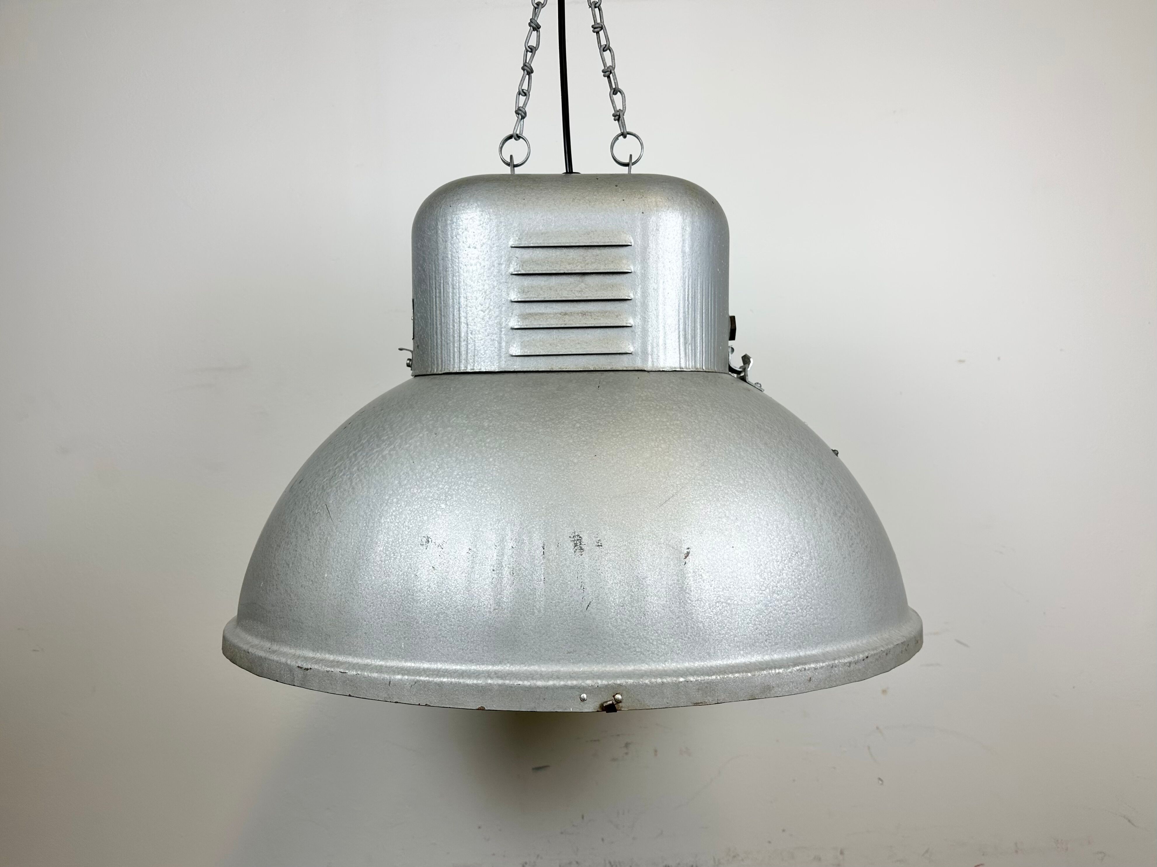 Large Oval Industrial Polish Factory Pendant Lamp from Predom Mesko, 1960s