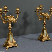 Paire de candélabres en régule doré et onyx – 1940