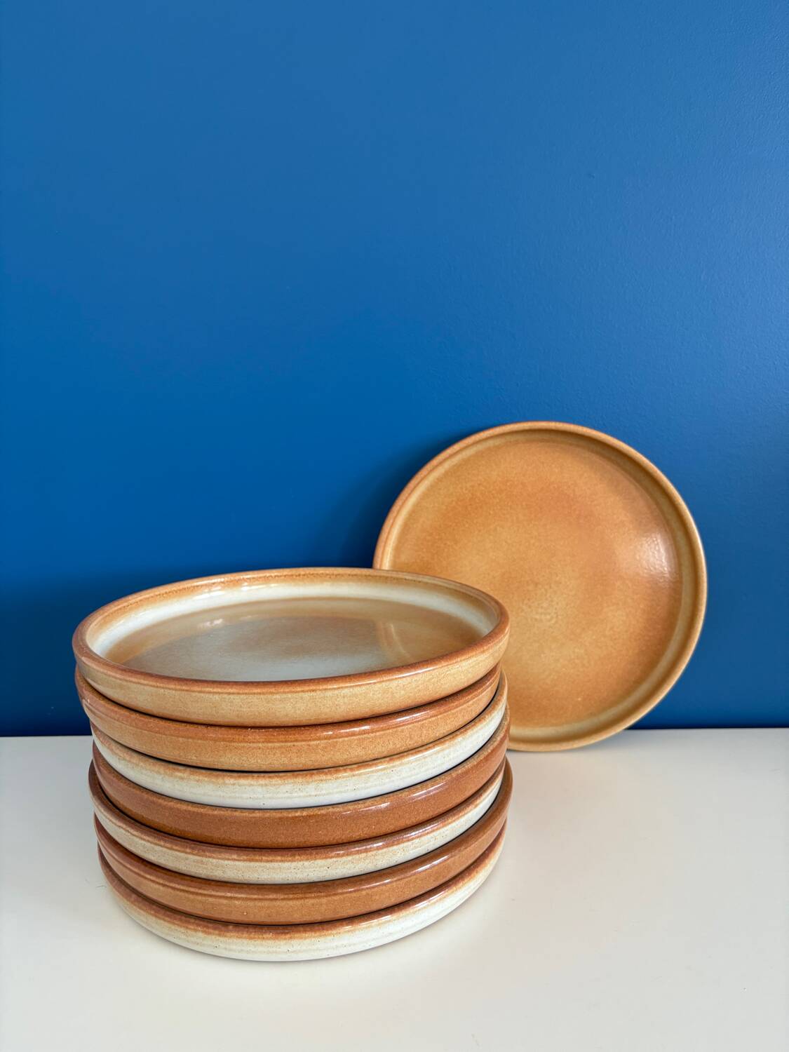 Service de 6 assiettes creuse en grès vintage - art de la table ceramique grès vintage