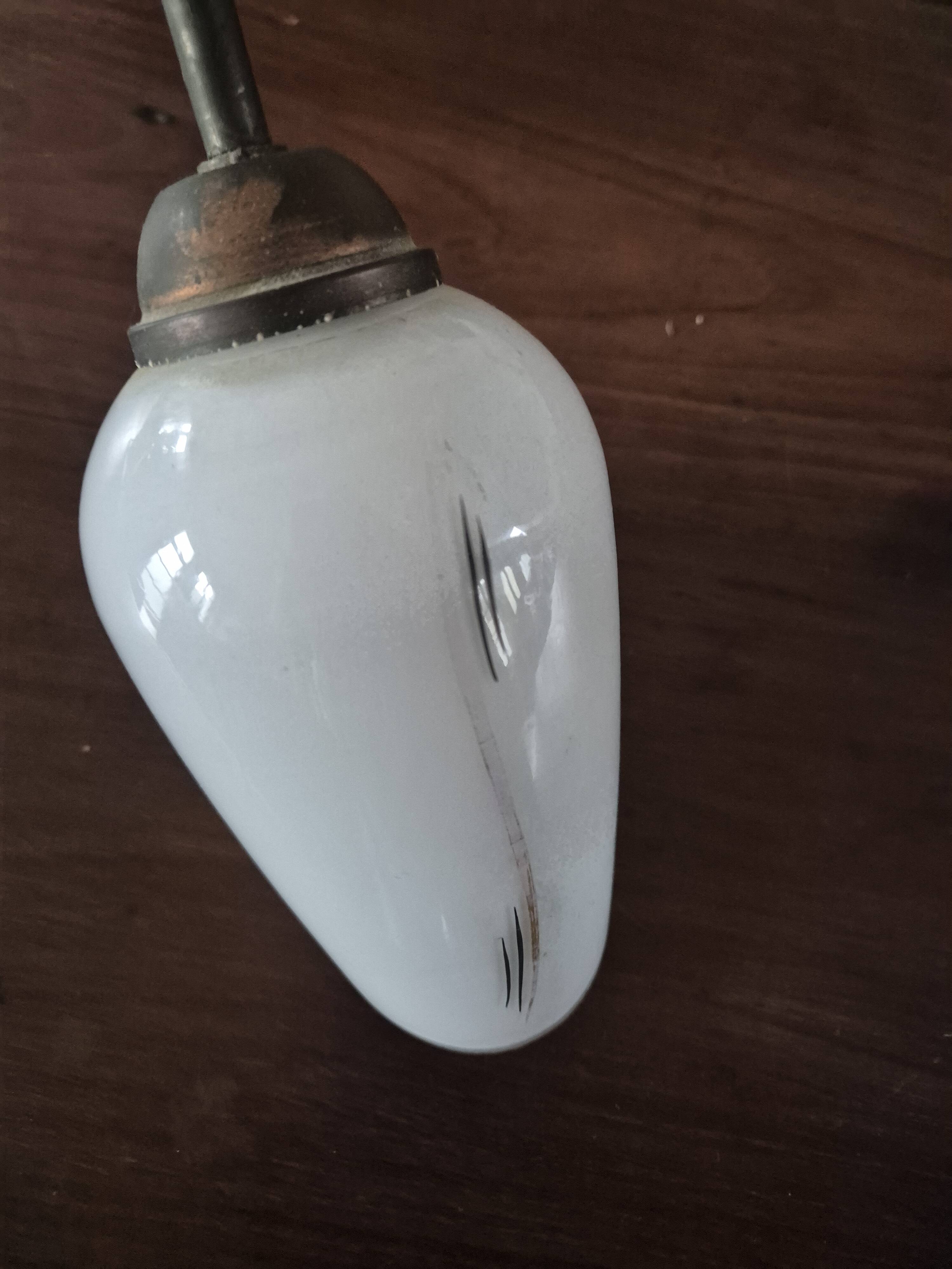 vintage pendant light from the 50s, brass and metal, tulip diffuser