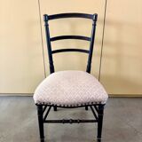 Napoleon III chair in blackened wood and gray cotton