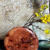 Solid wood vase vintage elm magnifying glass