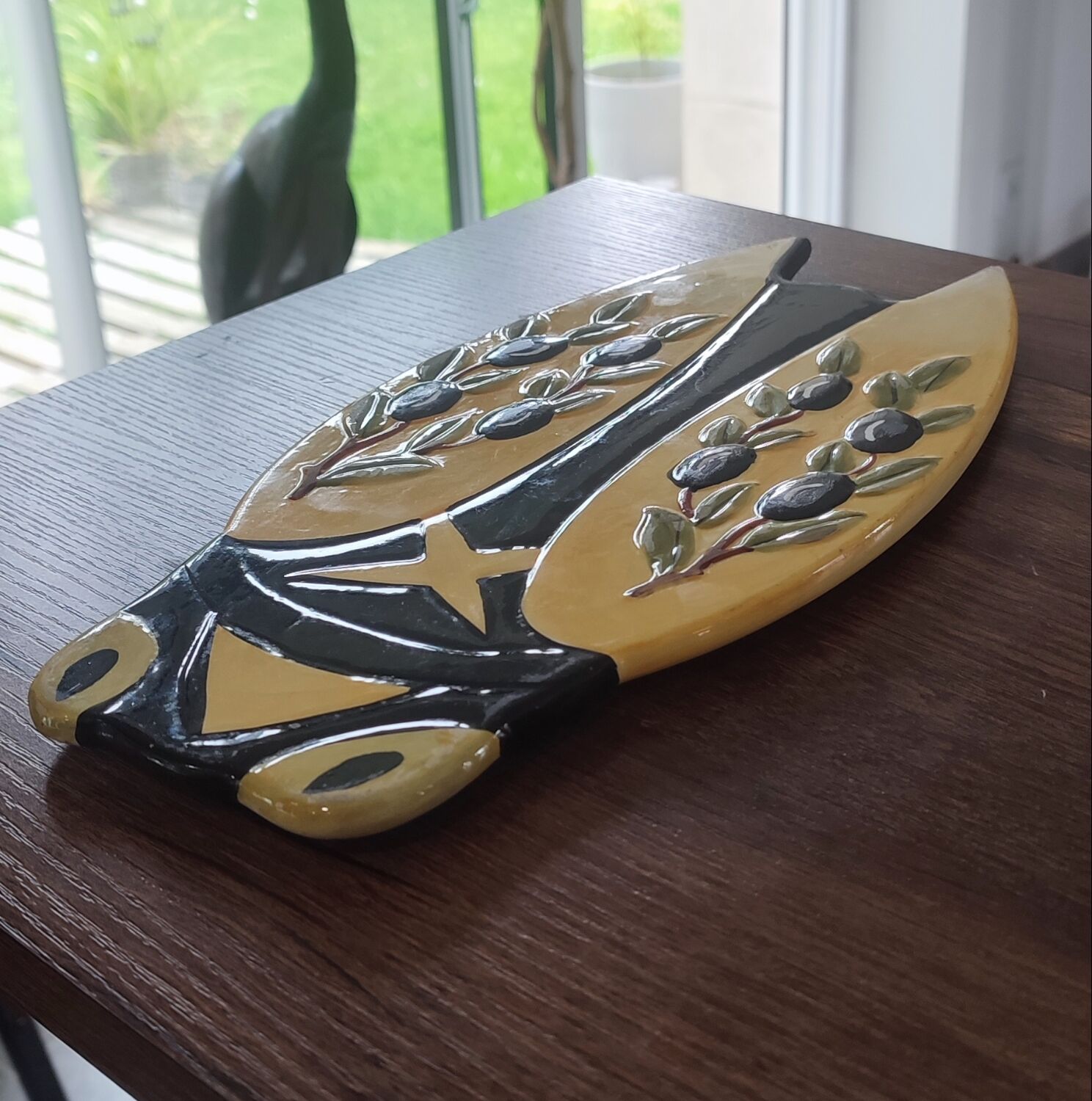 Ceramic cicada dish signed NEM