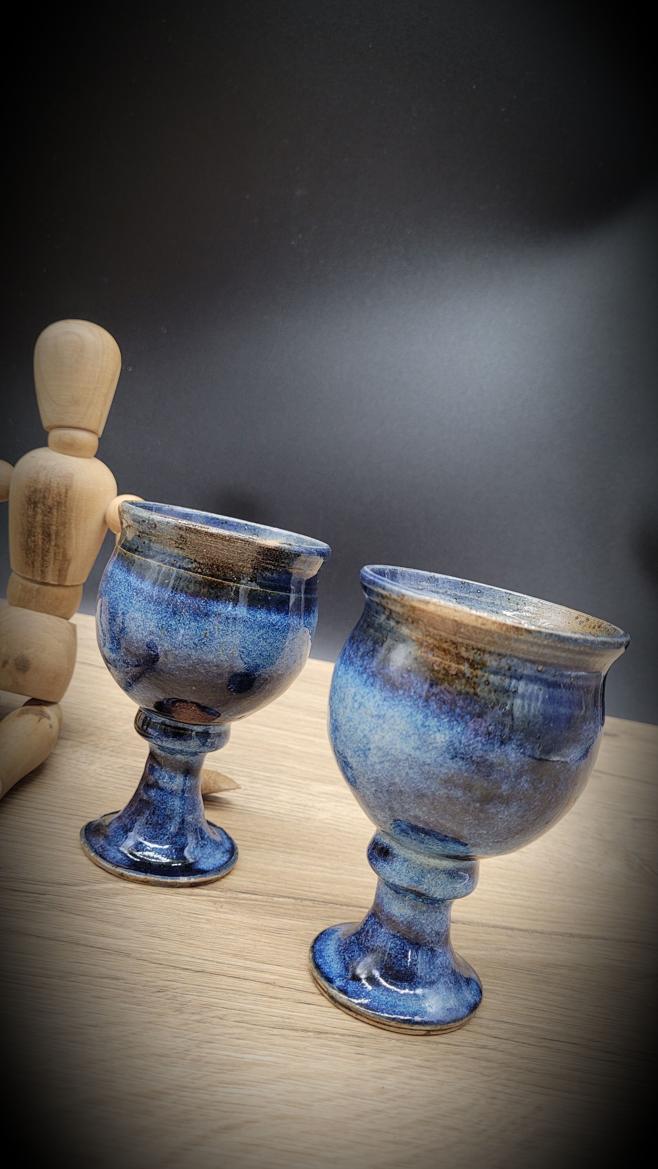 Set 4 blue sandstone cups