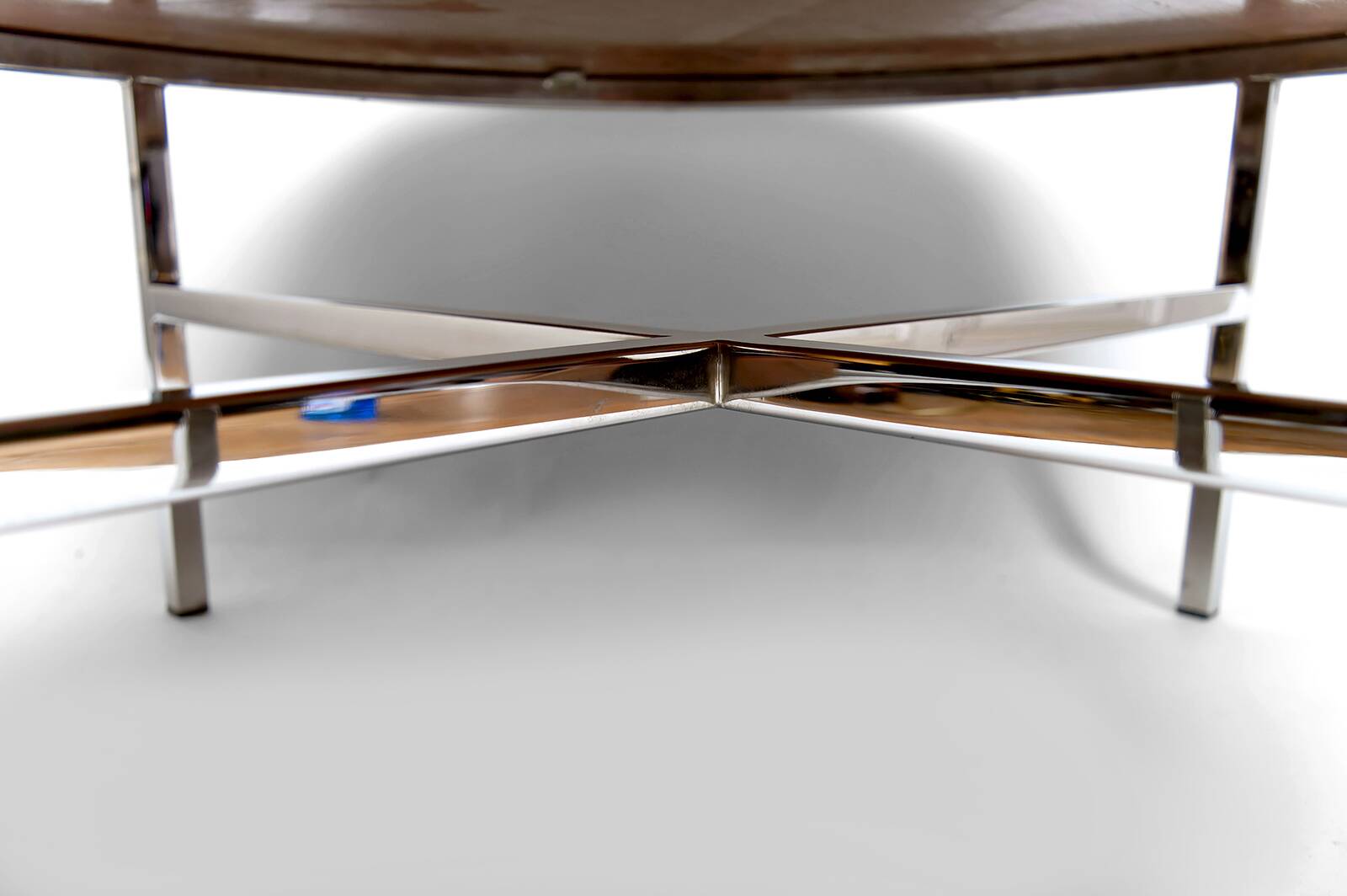 Modernist Coffee Table – Chrome & Exotic Wood – Italy, Circa 1960-1970