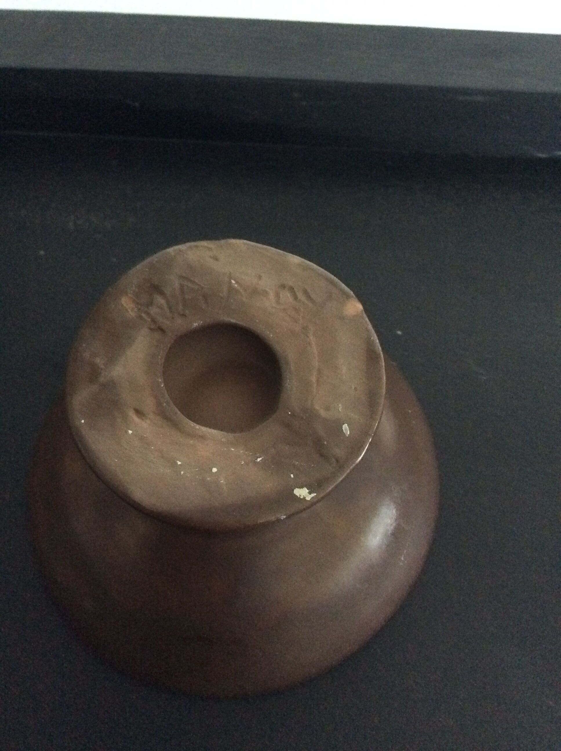 Vintage ceramic candle holder signed Yvette Manoy