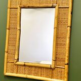 Vintage mid-century bamboo and rattan mirror by Dal Vera, Italy 1970s.
