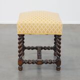 Antique English Footstool/ Ottoman with Turned Legs