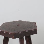 Rustic Spanish handcrafted stool in solid wood, 20th century