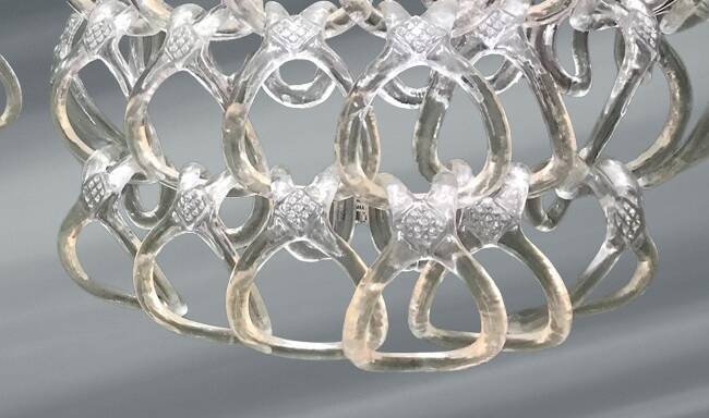 Art Deco Half-Moon Wall Light/Hot Water Bottle in Glass & Metal Links