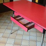 Extendable red formica table