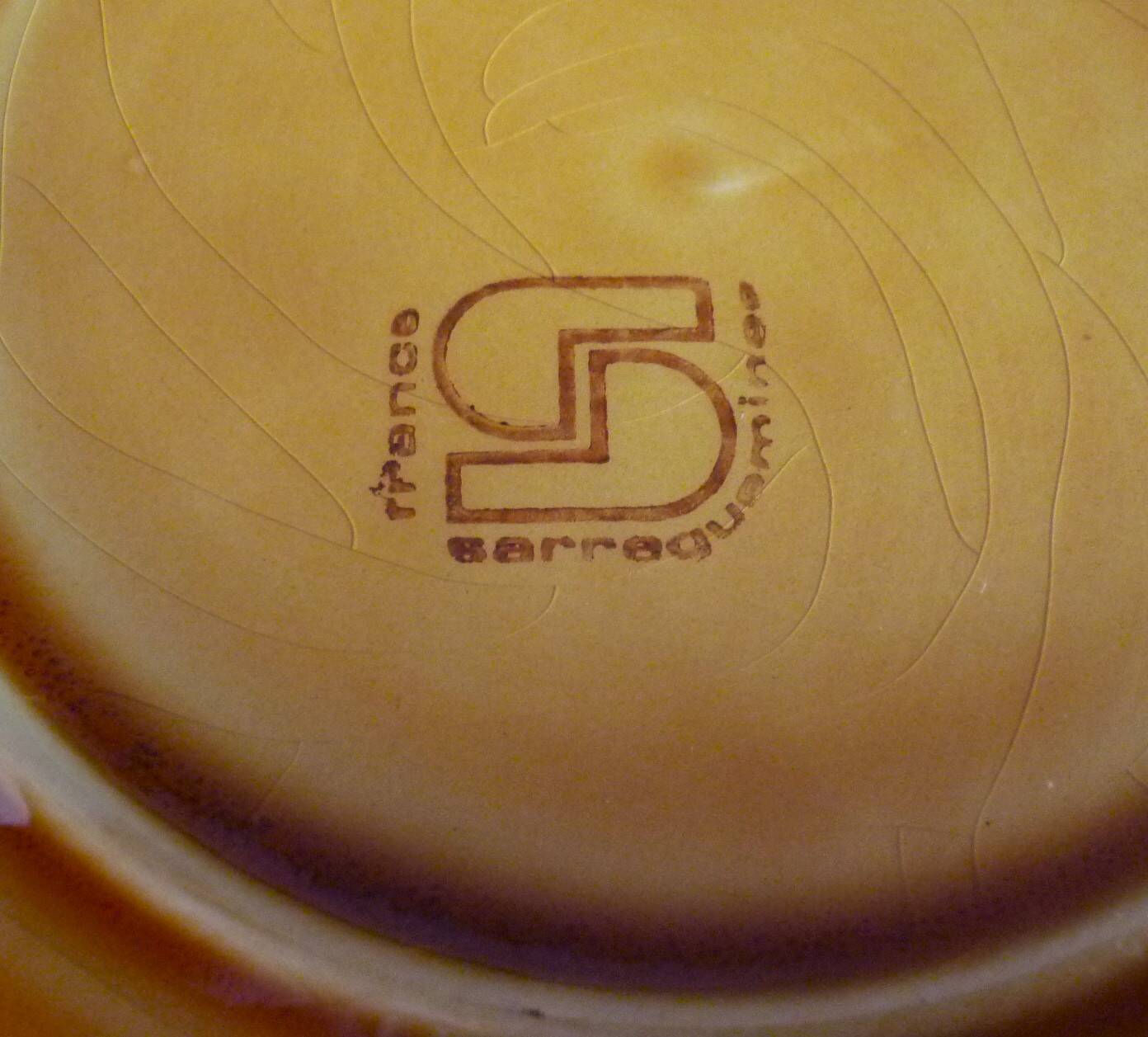 Dessert service of 12 barbotine plates, Sarreguemines, vintage