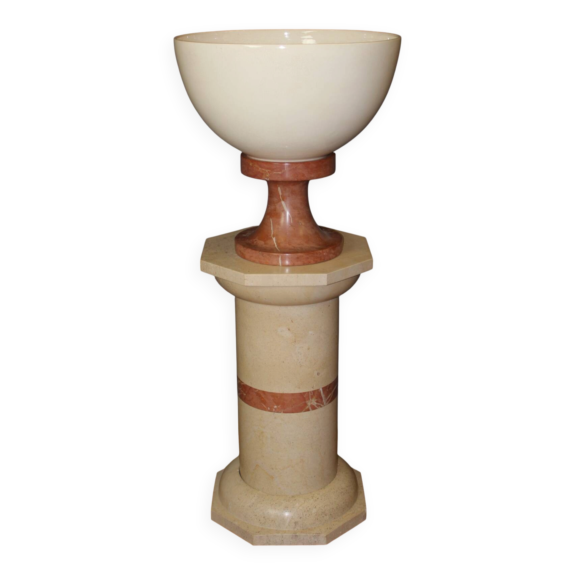 Column and its basin in marble and ceramic from around 1980.