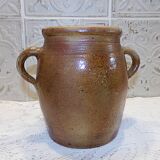 France 1930 - Antique glazed stoneware pot with handles - French countryside