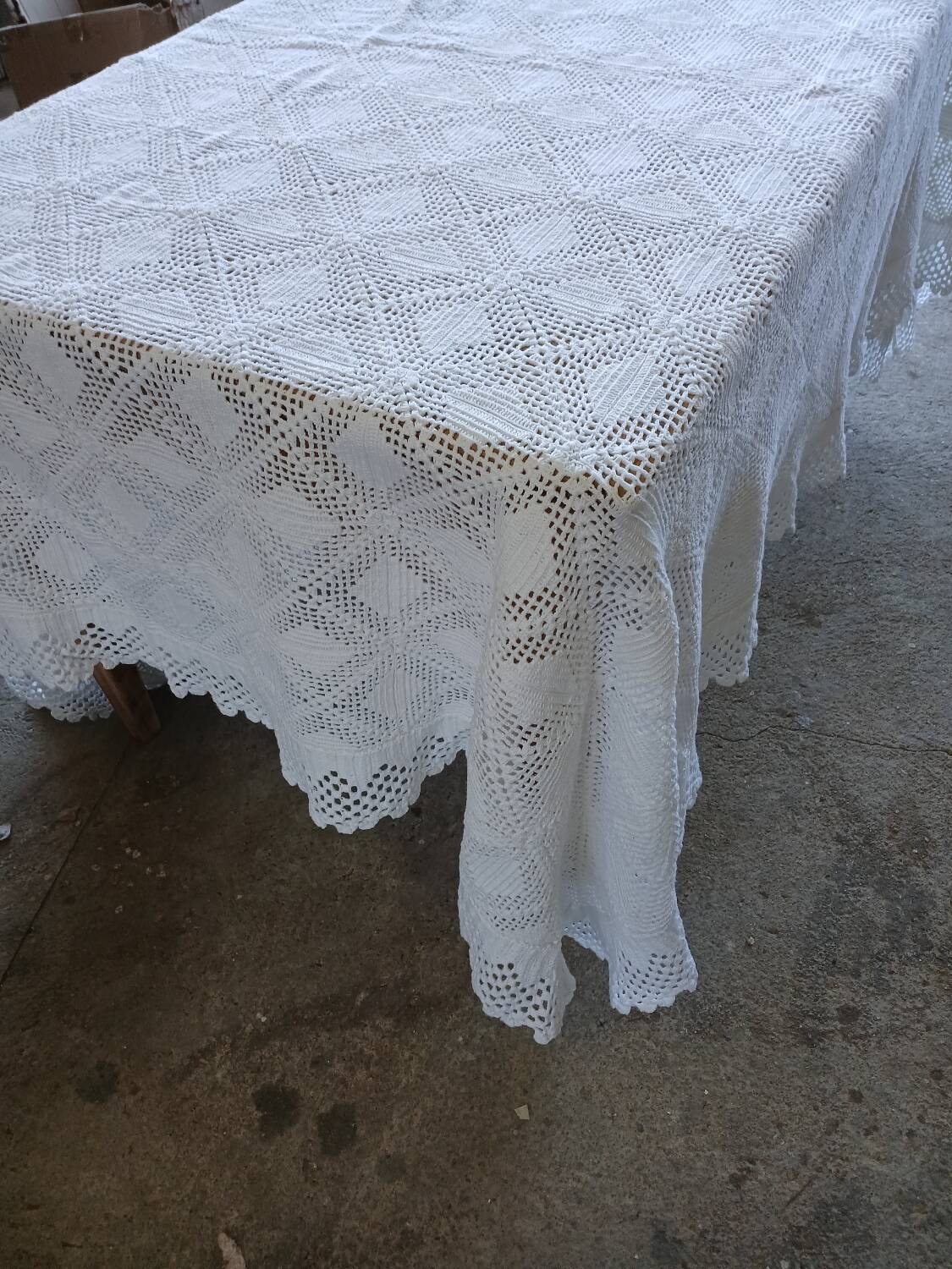Handmade crochet antique bedspread